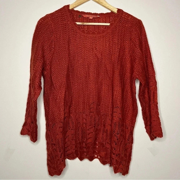 ☀️MODCLOTH Nostalgic Knits Eyelet Chantilly Lace 3/4 Sleeve Knit Sweater - Picture 12 of 12